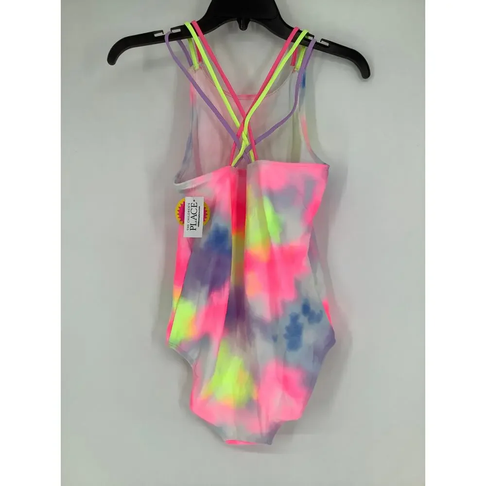 The Children's Place Girl's XXL Resort Neon Tie Dye One Piece Swimsuit J19-51